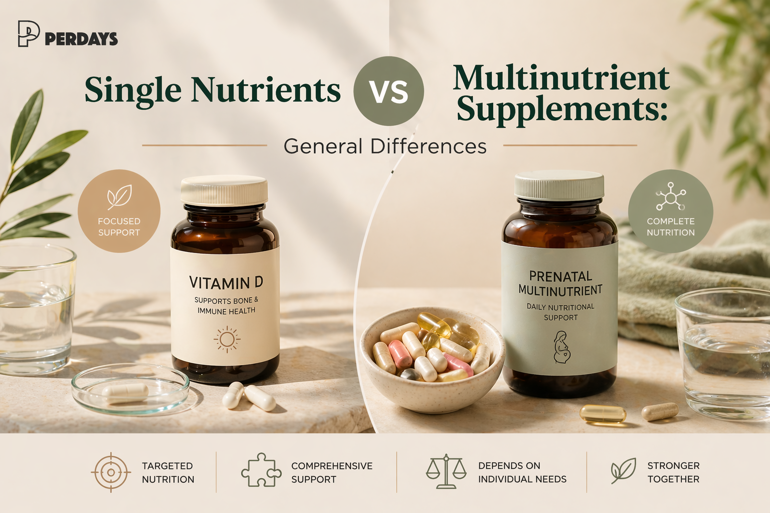 Single Nutrients vs Multinutrient Supplements: General Differences